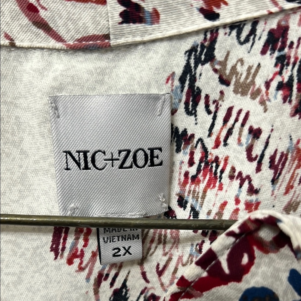NIC+ZOE Multicolor Script Blouse - Picture 3 of 7